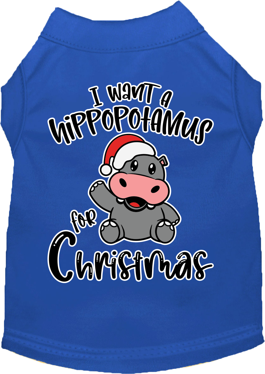 Christmas Pet Dog & Cat Shirt, "I Want A Hippopotamus For Christmas"