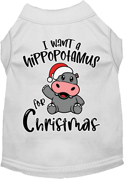 Christmas Pet Dog & Cat Shirt, "I Want A Hippopotamus For Christmas"