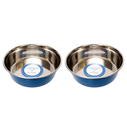 Country Living Set of 2 Heavy Gauge Stainless Steel Dog Bowls - Perfect for Food & Water
