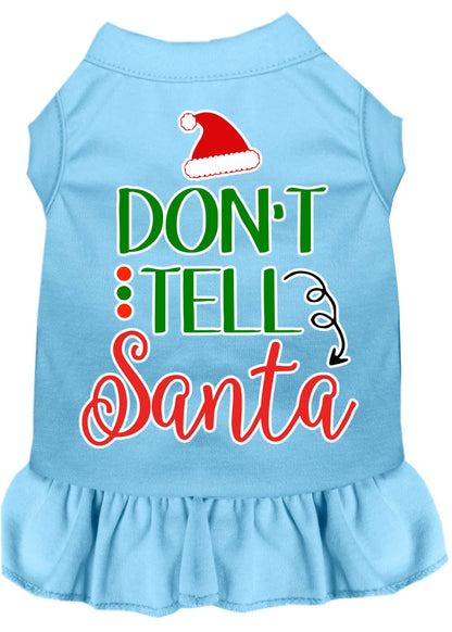 Christmas Pet Dress Screen Printed, "Don't Tell Santa"