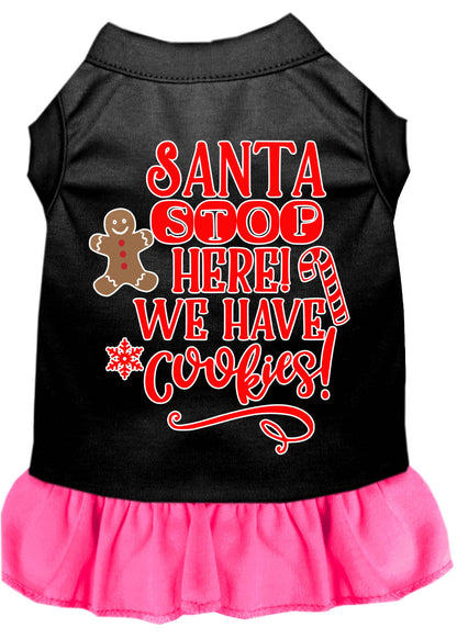Christmas Pet Dress Screen Printed, "Santa Stop Here, We Have Cookies"