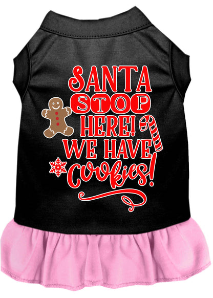 Christmas Pet Dress Screen Printed, "Santa Stop Here, We Have Cookies"