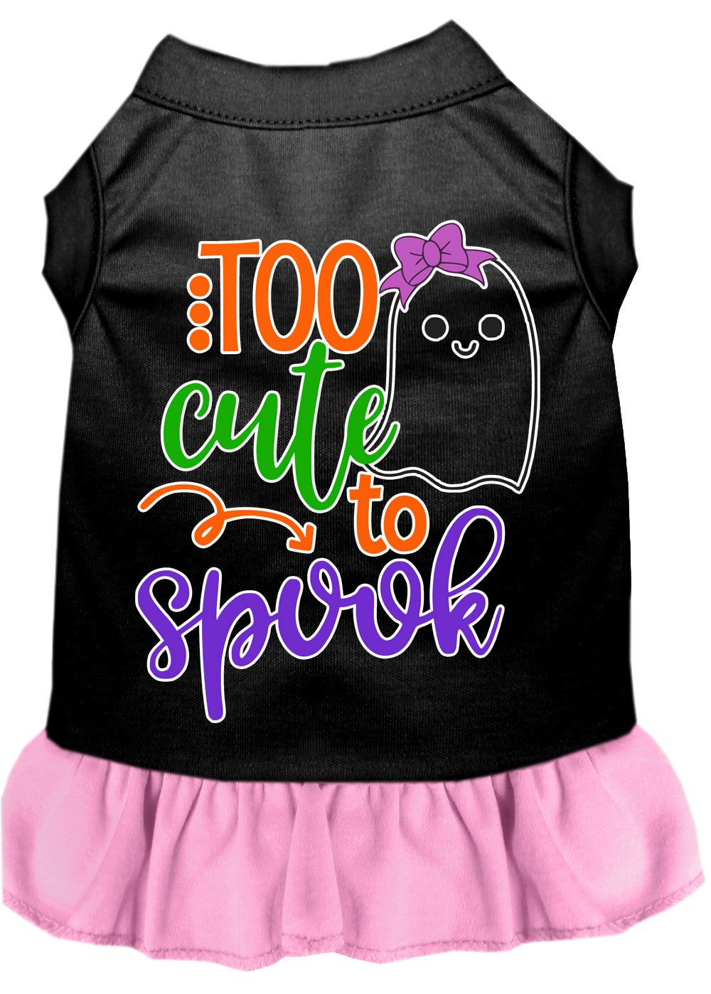 Halloween Pet Dog & Cat Dress, "Too Cute To Spook - Girly Ghost"
