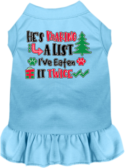 Christmas Pet Dress "He's Making A List, I've Eaten It Twice"