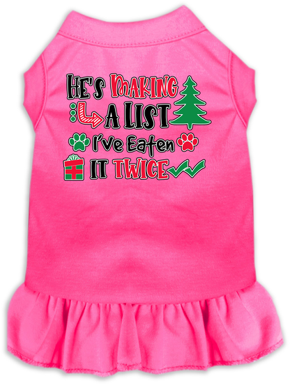 Christmas Pet Dress "He's Making A List, I've Eaten It Twice"