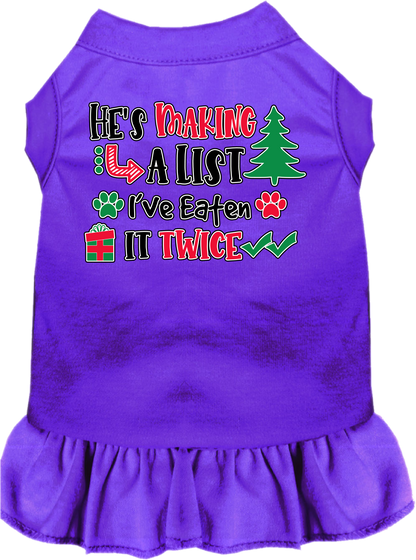 Christmas Pet Dress "He's Making A List, I've Eaten It Twice"