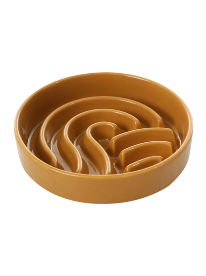 [Wave] Slow Feeder Dog Bowls - Beige / Orange