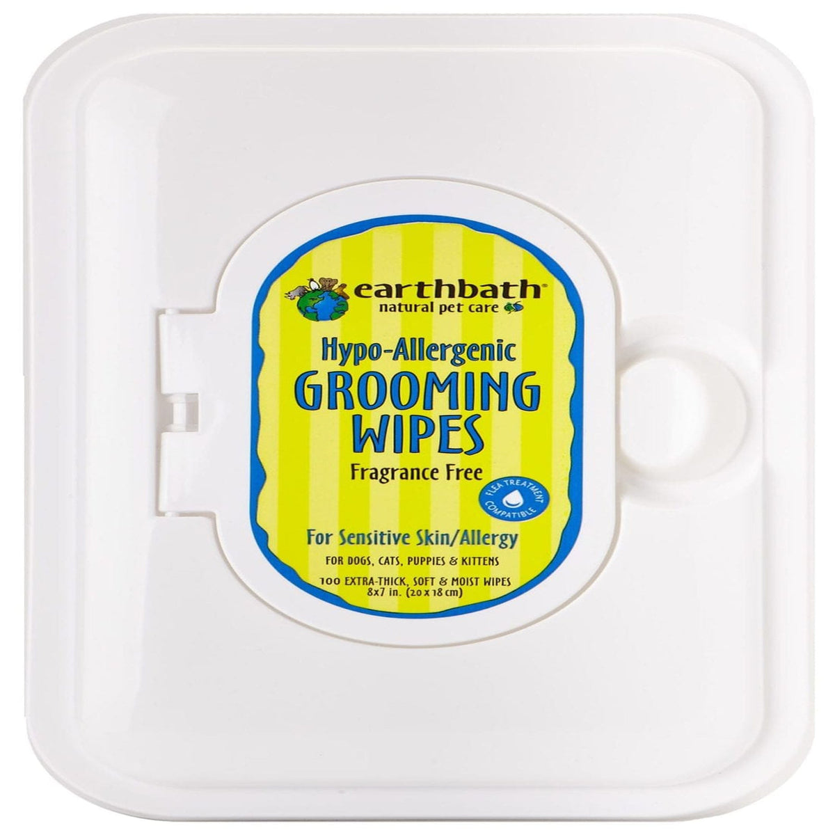 Earthbath Grooming Wipes Hypoallergenic Frag Free Resealable Soft Pack 100ct