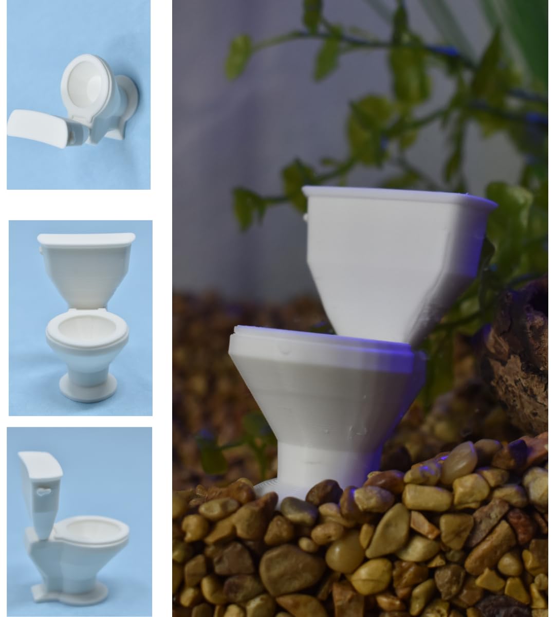 Chatelet Toilet Bowl Aquarium Decor | Funny Decorations for Shrimp & Fish Aquariums or Lizard Terrariums | Made in USA (Toilet Bowl)