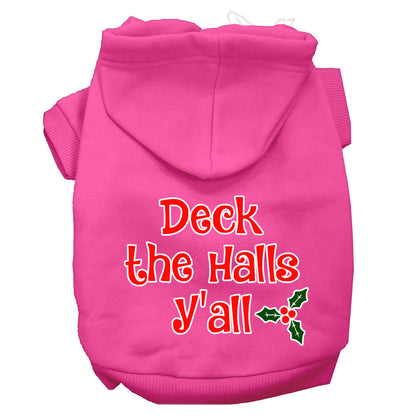 Christmas Pet Hoodie Screen Printed, "Deck the Halls Y'all"