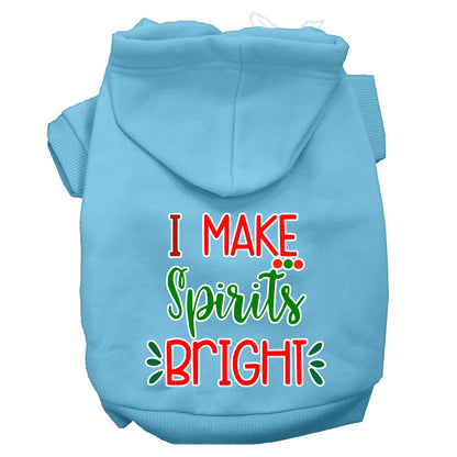 Christmas Pet Hoodie Screen Printed, "I Make Spirits Bright"
