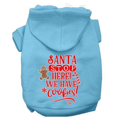 Christmas Pet Hoodie Screen Printed, "Santa Stop Here, We Have Cookies"