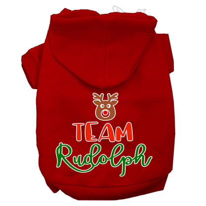Christmas Pet Hoodie Screen Printed, "Team Rudolph"
