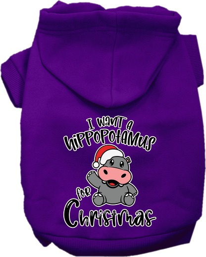 Christmas Pet Hoodie "I Want A Hippopotamus For Christmas"