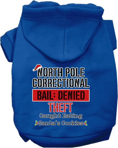 Christmas Pet Hoodie Screen Printed, "North Pole Correctional"