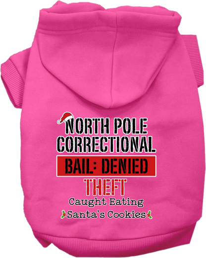 Christmas Pet Hoodie Screen Printed, "North Pole Correctional"