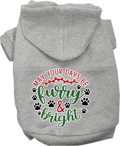 Christmas Pet Hoodie Screen Printed, "Furry & Bright"