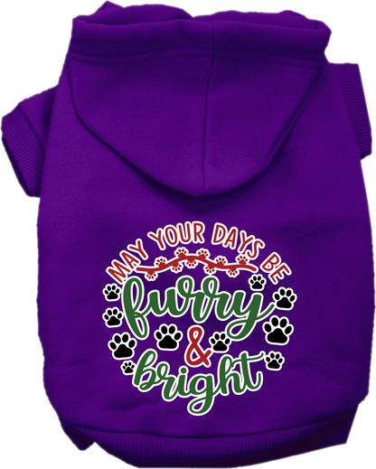 Christmas Pet Hoodie Screen Printed, "Furry & Bright"