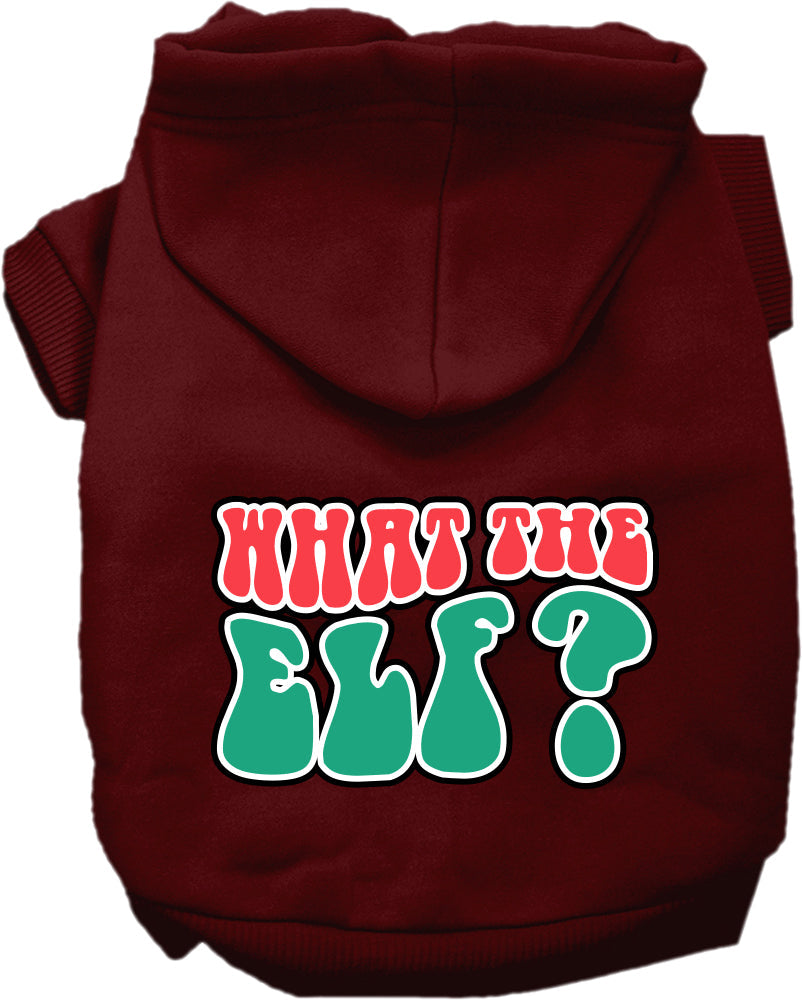 Christmas Pet Hoodie Screen Printed, "What The Elf"