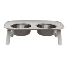 Messy Mutts Dog Double Feeder Elevated Grey
