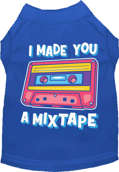 Fun Retro Cat or Dog Shirt for Pets "Made You a Mixtape"