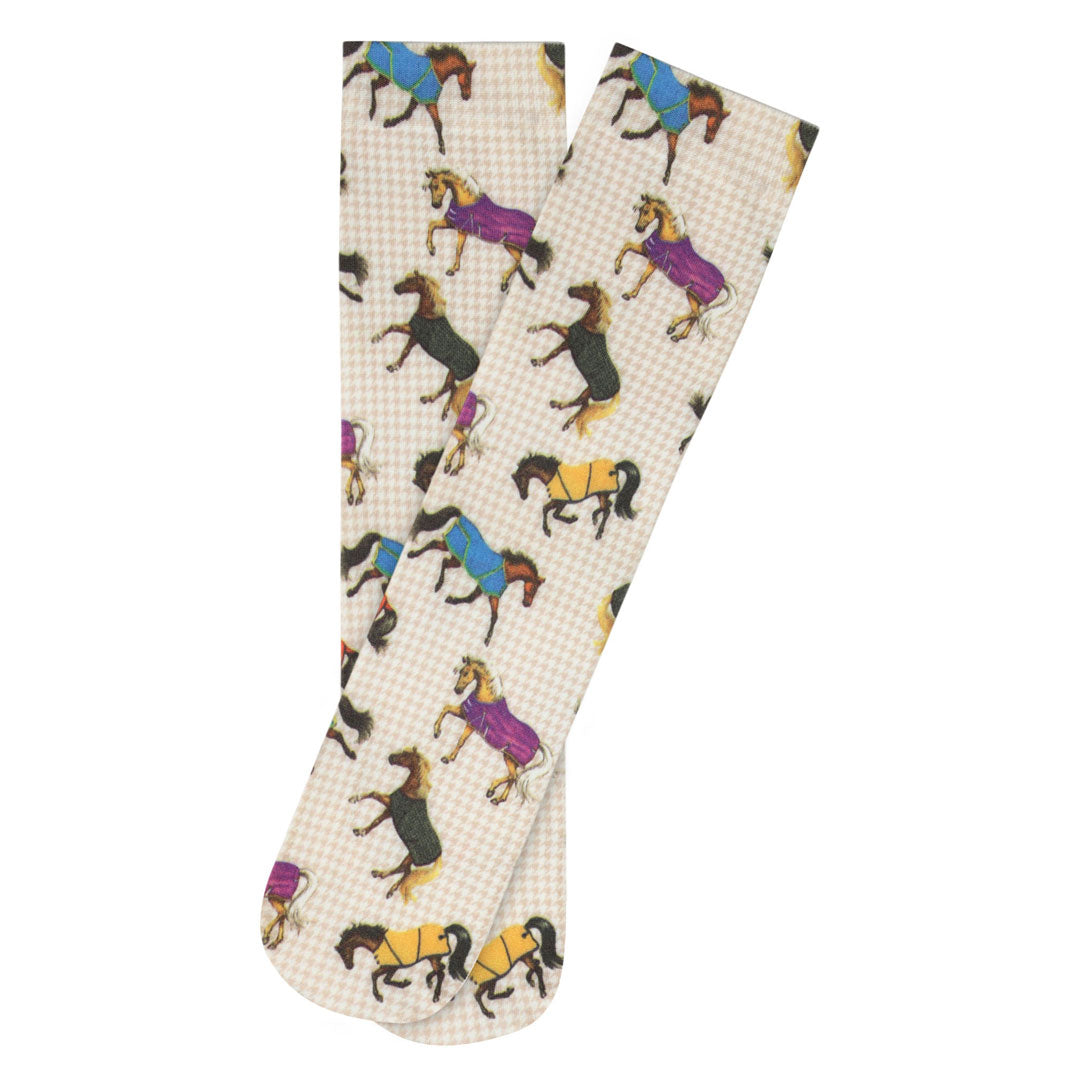 AWST Int'l Lila Horses in Blankets Equestrian Boot Socks Ladies