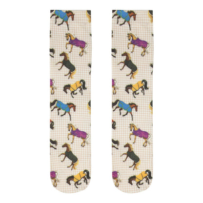 AWST Int'l Lila Horses in Blankets Equestrian Boot Socks Ladies