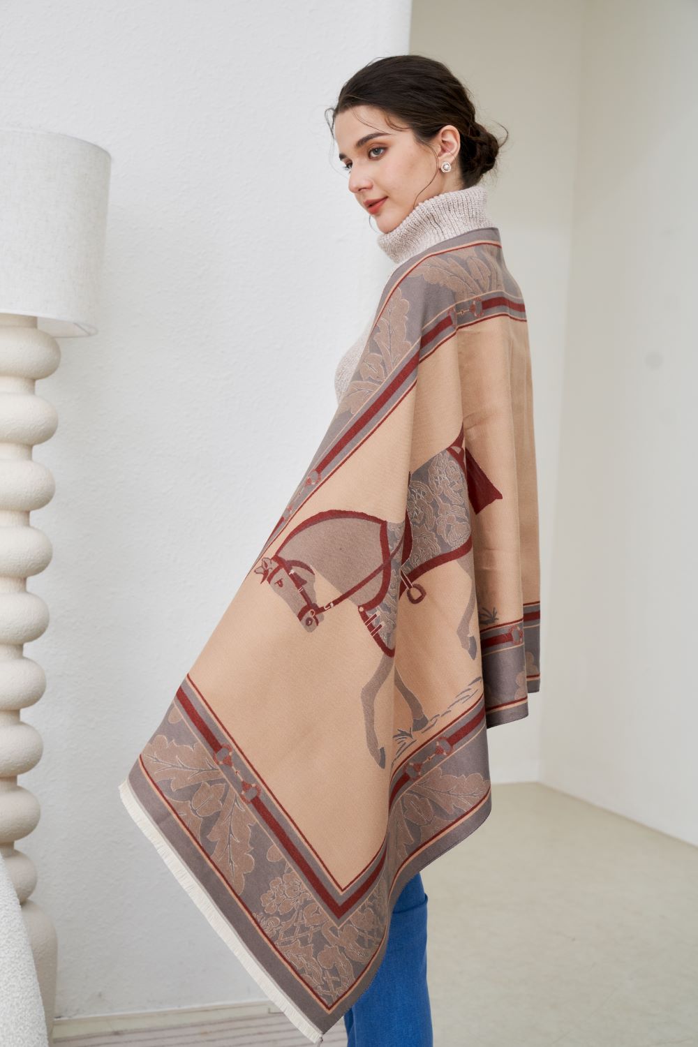 AWST Int'l Baroque Horses Acrylic Cashmere Scarf