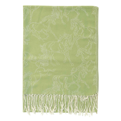 AWST Int'l Lila Linear Horses Pashmina Scarf
