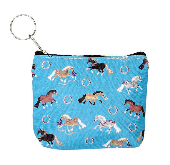 Set of 12 AWST Int'l Lila Pony Puff coin purses in assorted colors, 4x4 inches each