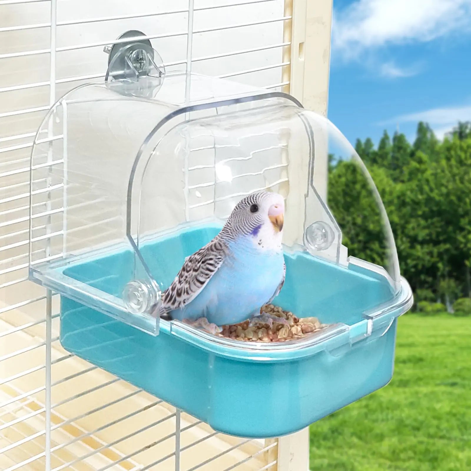 No Mess Bird Feeder For Cage Parrot Feeder Cage Accessories Parakeet Seed Food Feeder Drinker For Cage Cockatiel Squirrel Finch Lovebirds Budgies Canary