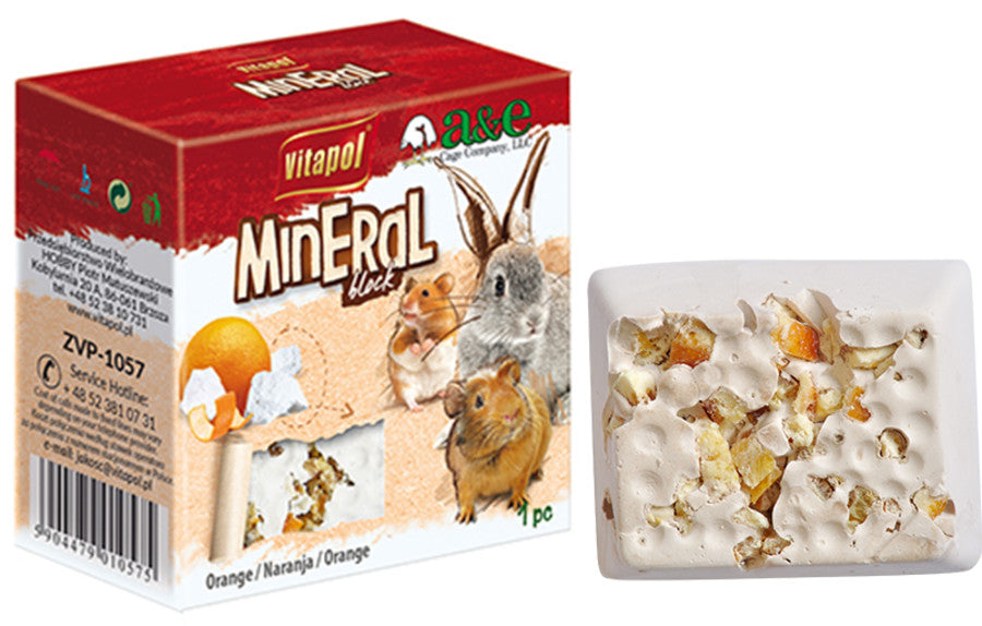 A&E VitaPol Lime/Mineral Block for Small Animals Small Orange 40g