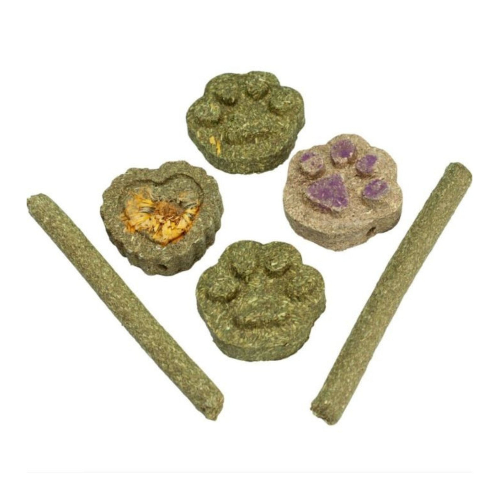 A and E Cages Barnyard Nibbles Hay Chew Small Animal Bites Variety 6pc