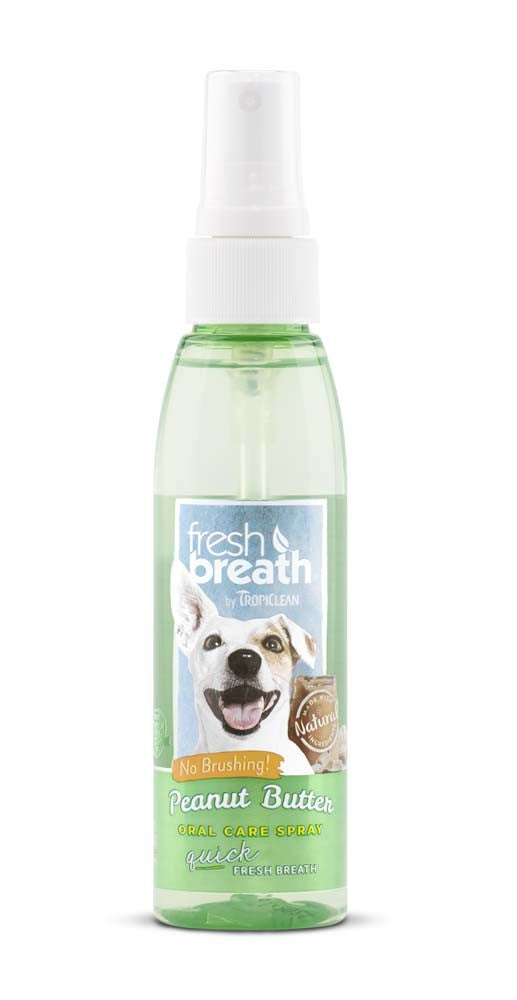 Fresh Breath by TropiClean Peanut Butter Oral Care Spray for Pets 4oz