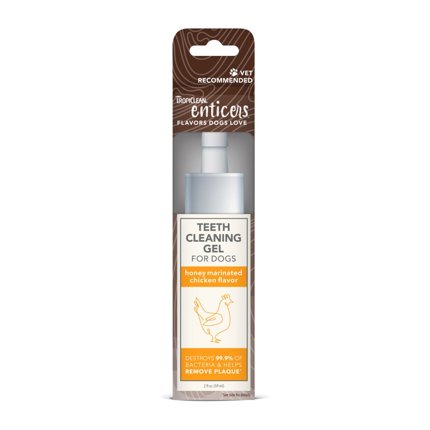 TropiClean Enticers Honey Marinated Chicken Teeth Cleaning Gel for Dogs 2oz