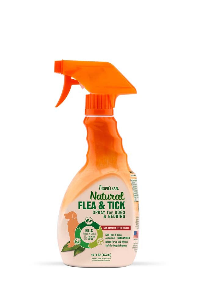 TropiClean Natural* Flea & Tick Pet & Bedding Spray for Dogs, 16 oz