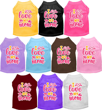 Adorable Cat or Dog Shirt for Pets "Pink I Love My Mom"