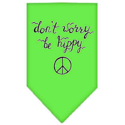 Pet and Dog Bandana Screen Printed, "Don't Worry, Be Hippy"