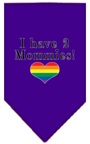 Pet and Dog Bandana Screen Printed, "I Have 2 Mommies"
