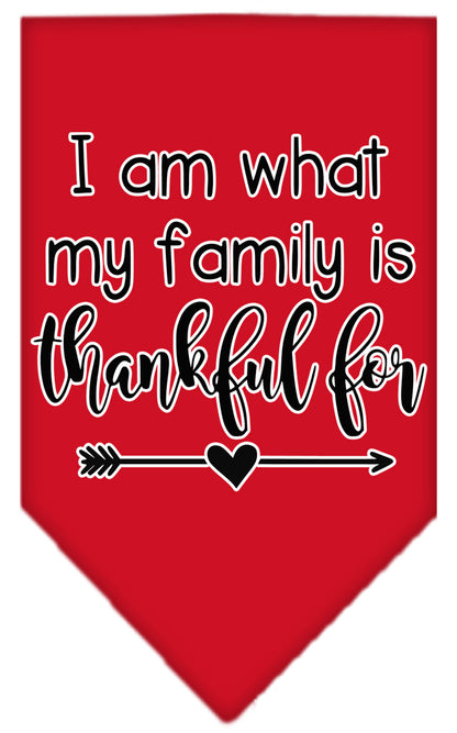 Pet and Dog Bandana Screen Printed, "I Am What My Family Is Thankful For"