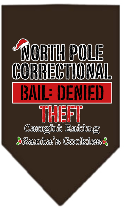 Christmas Pet and Dog Bandana Screen Printed, "North Pole Correctional"