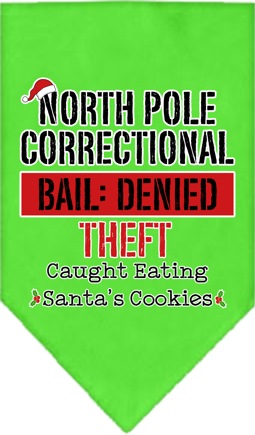 Christmas Pet and Dog Bandana Screen Printed, "North Pole Correctional"