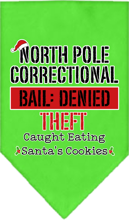 Christmas Pet and Dog Bandana Screen Printed, "North Pole Correctional"