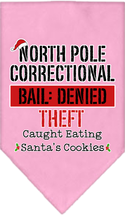 Christmas Pet and Dog Bandana Screen Printed, "North Pole Correctional"