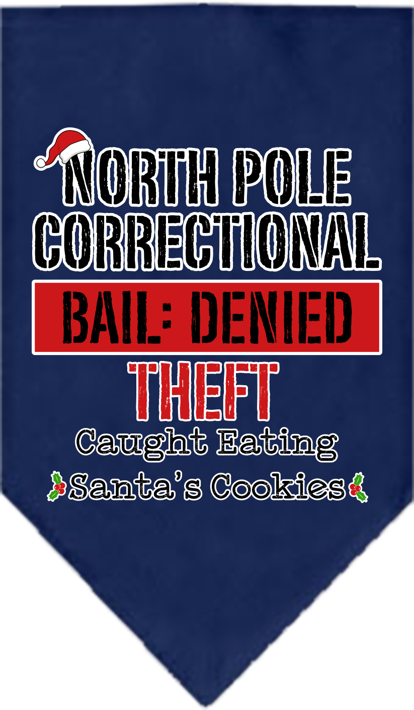 Christmas Pet and Dog Bandana Screen Printed, "North Pole Correctional"