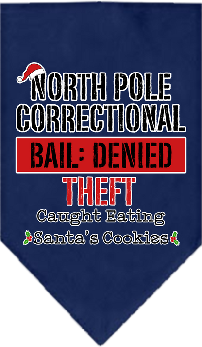 Christmas Pet and Dog Bandana Screen Printed, "North Pole Correctional"