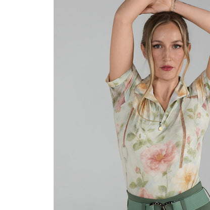 Dapplebay Vintage Floral 1/4 Zip SS Riding Top