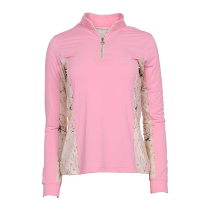 Dapplebay Grace 1/4 Zip LS Riding Top-Light Pink/Dragonfly Meadow