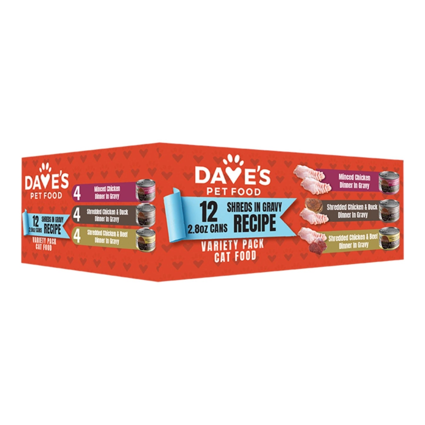 Dave's Pet Food Cat Shreds In Gravy 2.8oz. Variety Pack (Case of 12)