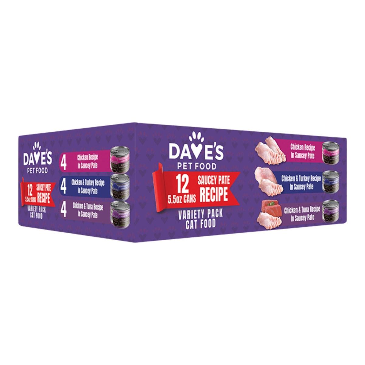 Dave's Pet Food Cat Saucey Pate 5.5oz. Variety Pack (Case of 12)
